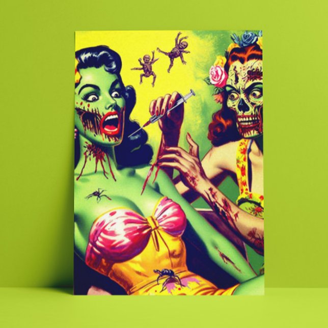 Retro Zombie Pin-up Vykort (Skapare uppladdad)