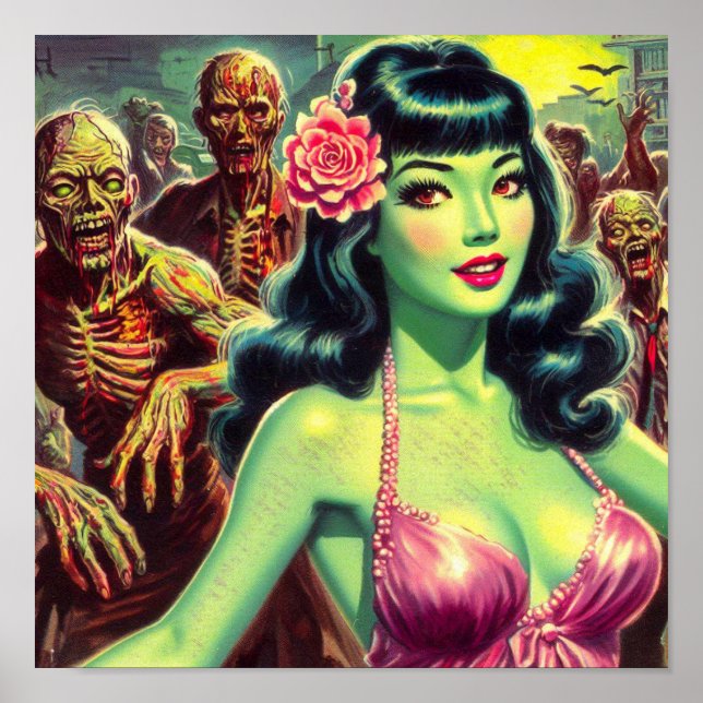 Retro Zombie Woman Poster (Framsidan)