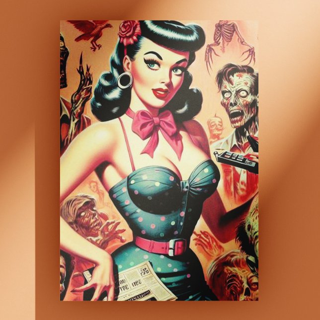 Retro Zombies Pin-up Vykort (Skapare uppladdad)
