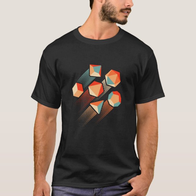 Retro Zoom RPG Gamer Dice T Shirt (Framsida)