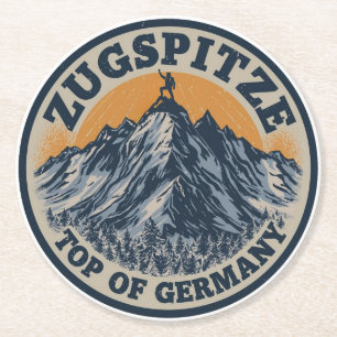Retro Zugspitze bayerska utomhuspresenter för natu Underlägg Papper Rund