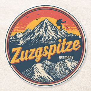 Retro Zugspitze bayerska utomhuspresenter för natu Underlägg Papper Rund