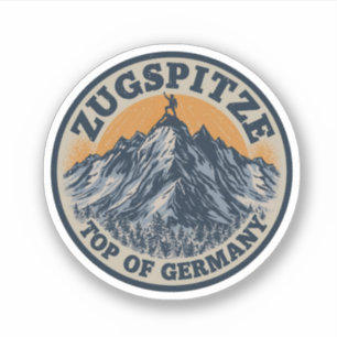 Retro Zugspitze skidort toppen av Tyskland present Klistermärken