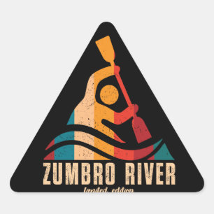 Retro Zumbro River Kayaking Triangelformat Klistermärke