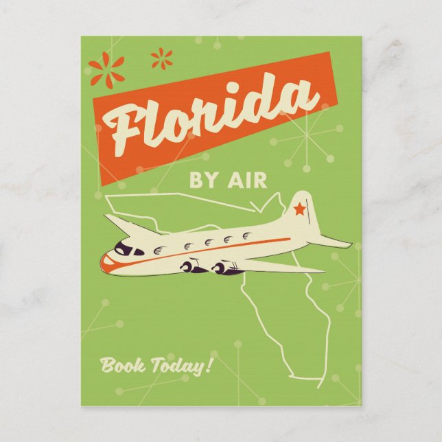 Retroaffisch Florida State. Vykort (Framsida)