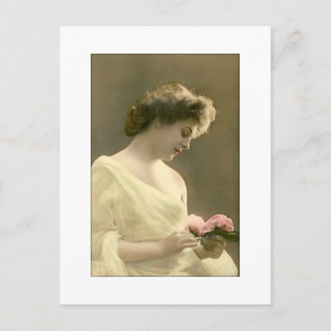 Retroaktiv romantisk viktoriansk kvinna vykort (Framsida)