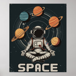 Retroastronaut Mediterar i Rymden Poster