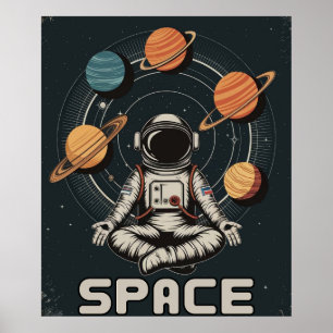 Retroastronaut Mediterar i Rymden Poster