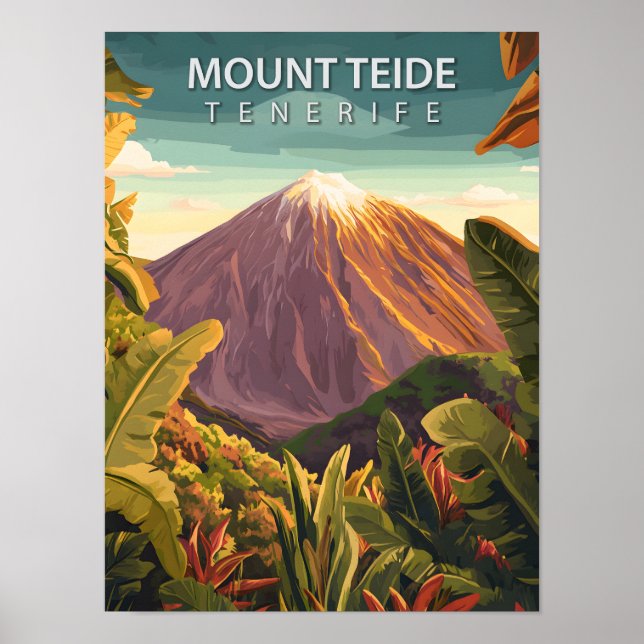Retroberget Teide Tenerife Kanarieöarna Poster (Framsidan)