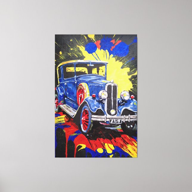 retrobil, mobil, bil, vintage, canvastryck (Framsida)