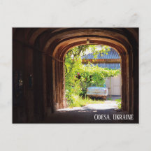 Retrobil och postlådor Odesa Ukraina vykort