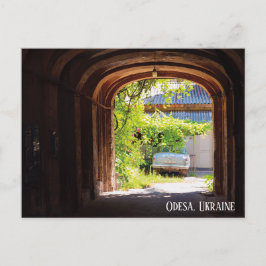 Retrobil och postlådor Odesa Ukraina vykort