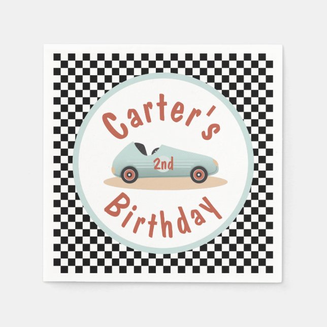 Retrobil som växer upp Flagga Tävla med två snabbt Pappersservett (Framsidan)