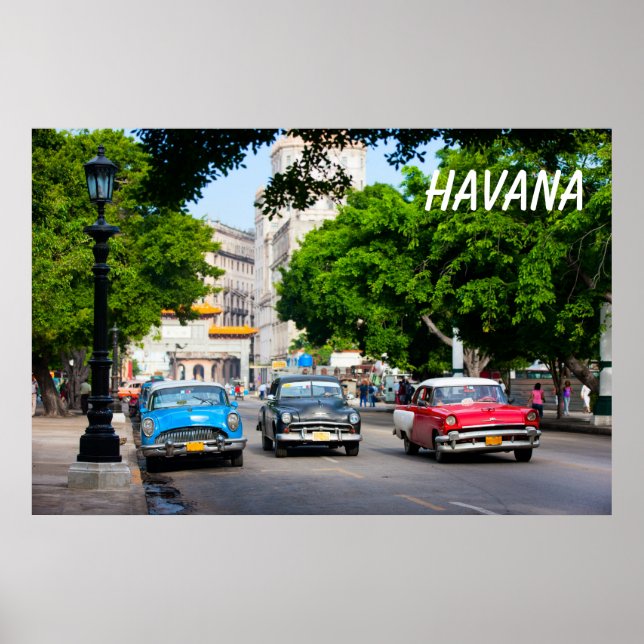 Retrobilar på Havanna-gatan Poster (Framsidan)