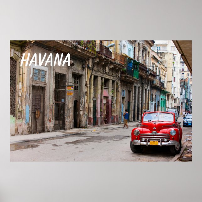 Retrobilar på Havanna-gatan Poster (Framsidan)
