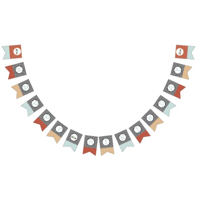 Retrobilstema som växer upp två Flaggor som snabbt (Alla)