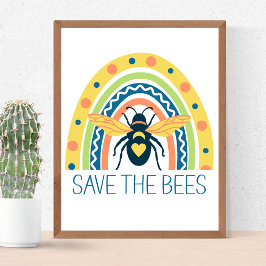 Retrobiodlare Apiary Organic Honungsbin Rainbow Poster