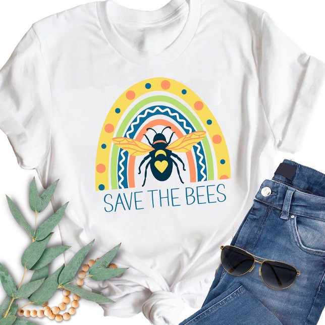 Retrobiodlare Apiary Organic Honungsbin Rainbow T Shirt (Skapare uppladdad)