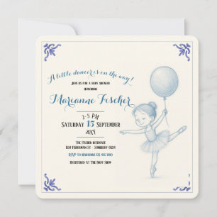 Retroblå dansare Flickas Baby Shower-inbjudan