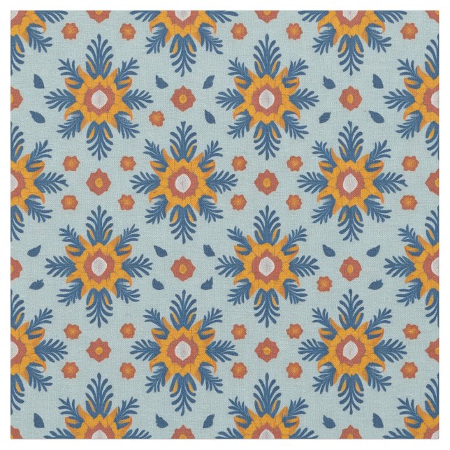 Retroblomma, upprepande Mönster-designstruktur Tyg (Närbild)