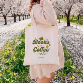 Retroblommig 'Böcker & Kaffe' Personlig Bokälskare Tygkasse