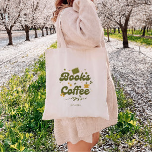 Retroblommig 'Böcker & Kaffe' Personlig Bokälskare Tygkasse