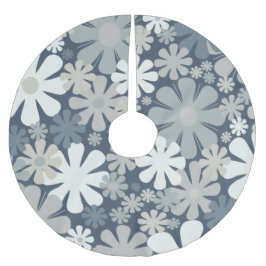 Retroblommor 60-70-tals Estetiskt Blommönster Julgransmatta Borstad Polyester