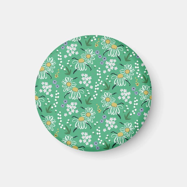 Retroblommor, botaniskt sömlöst mönster. magnet (Framsidan)