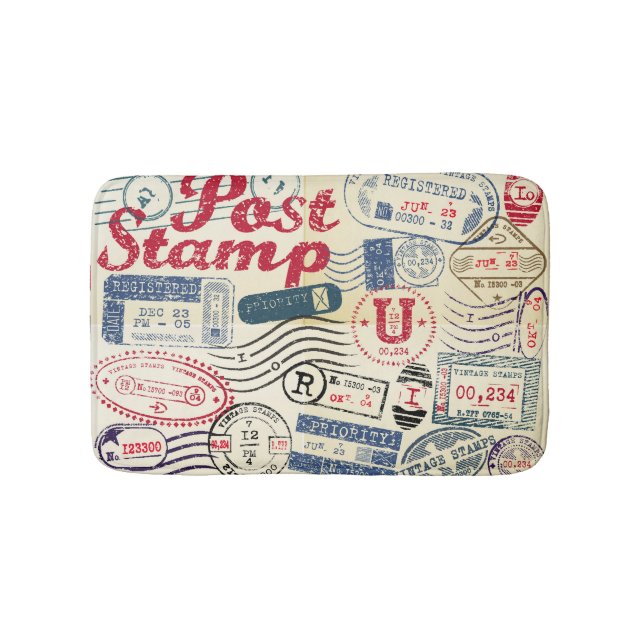 Retrobokför frimärke, vintage samling. badrumsmatta (Framsidan)