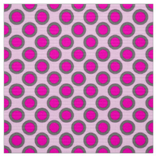 Retrocirklade punkter, fuchsia, grått och rosa tyg