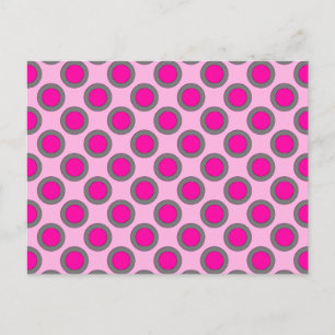 Retrocirklade punkter, fuchsia, grått och rosa vykort