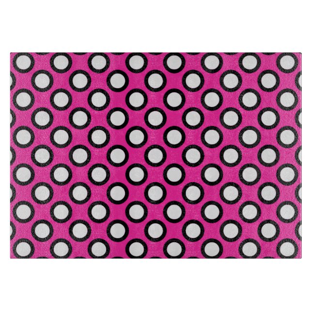 Retrocirklade punkter, fuchsia, svart och vitt (Framsidan)