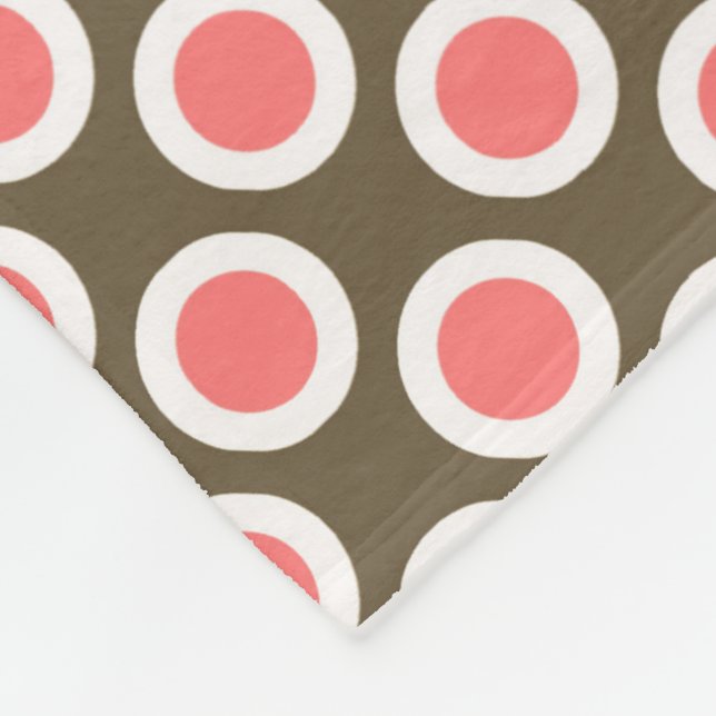 Retrocirklade punkter, taupe och korall rosa fleecefilt (Hörn)