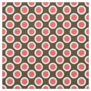 Retrocirklade punkter, taupe och korall rosa tyg