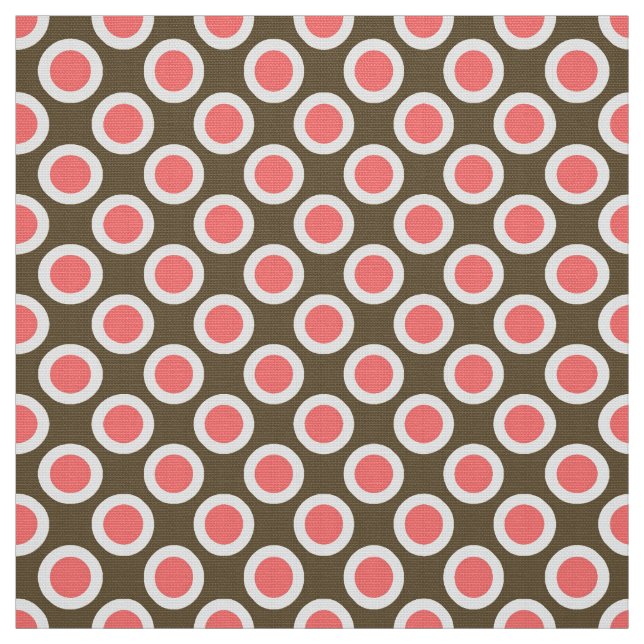 Retrocirklade punkter, taupe och korall rosa tyg (Provkarta)