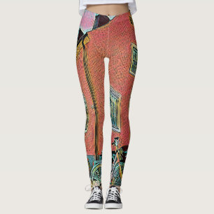 Retrocykla teckningar leggings