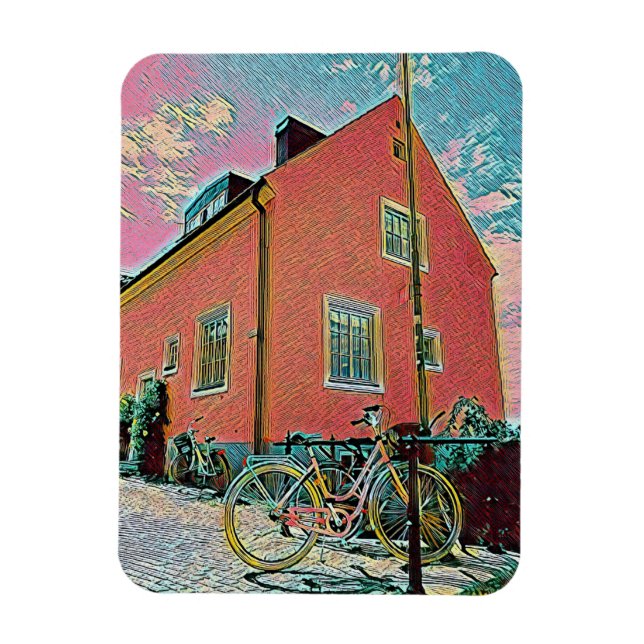 Retrocykla teckningar magnet (Vertikal)