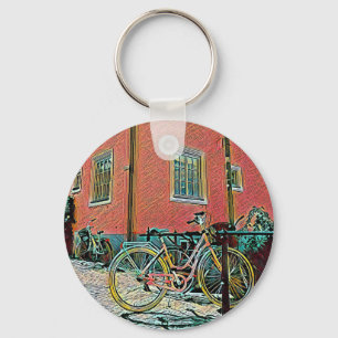 Retrocykla teckningar nyckelring