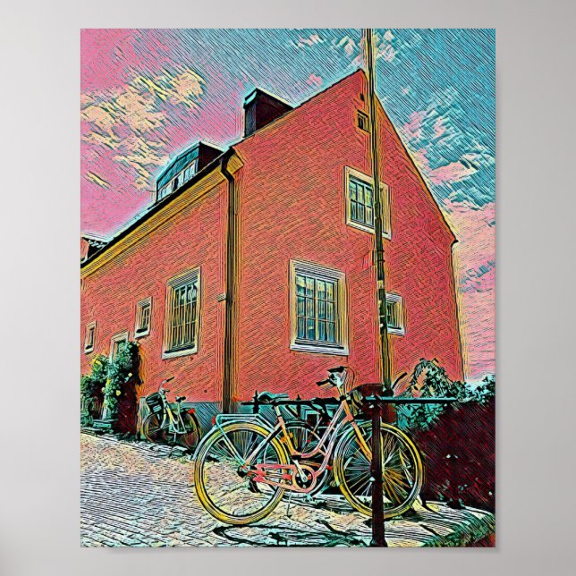 Retrocykla teckningar poster (Framsidan)