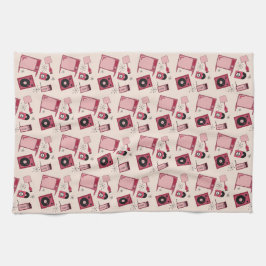 Retrodesign i skuggor av rosa kökshandduk