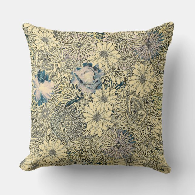 Retrodesign med blommor kudde (Framsida)