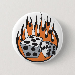 retrodesign med flammande tärningar knapp