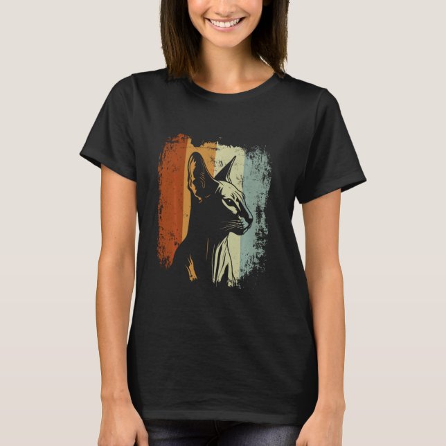Retrodesign Peterbald Katt T Shirt (Framsida)