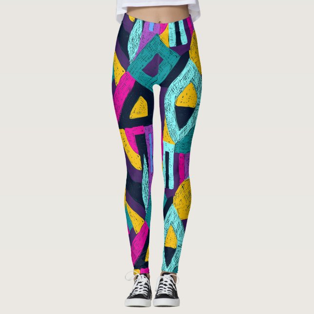 Retrodockor: geometrisk popkonst. leggings (Framsida)