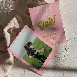 Retrofärgad Funky fet, modern, unikt Bröllop Spara Datumet