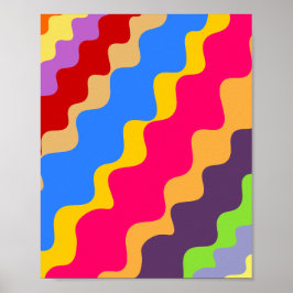 Retrofärgad lutning vågigt mönster poster