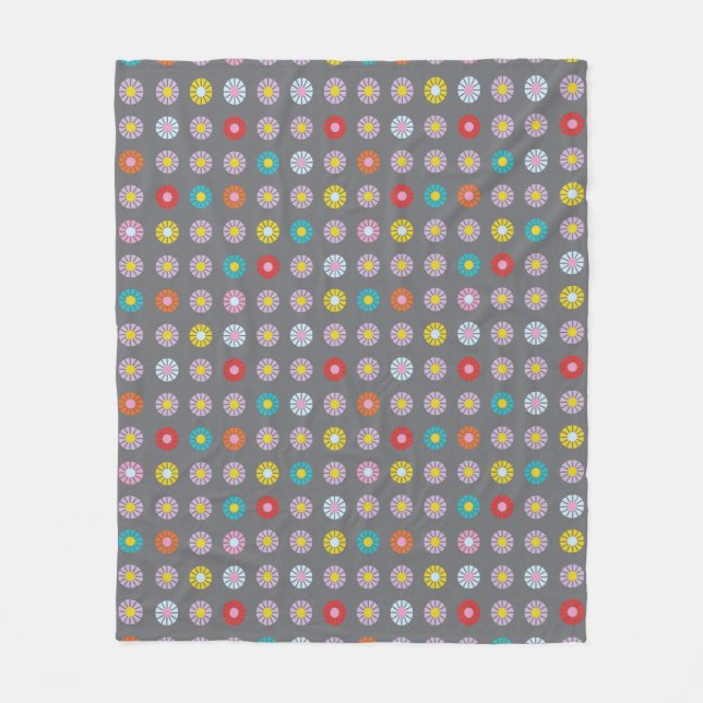 Retrofärgat blomma fleecefilt (Framsidan)