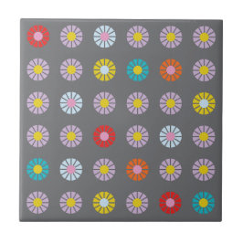 Retrofärgat blomma kakelplatta