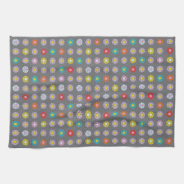 Retrofärgat blomma kökshandduk