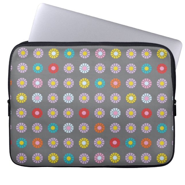 Retrofärgat blomma laptop fodral (Framsidan)